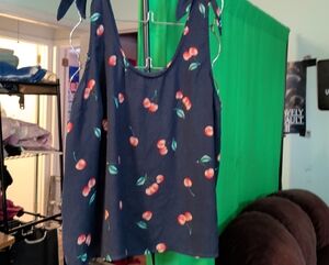 SO Navy Blue Cherry Print Camisole